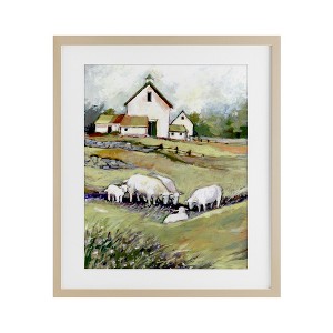 Stupell Industries Barn with Grazing Sheep Framed Print Under Glass - 1 of 4