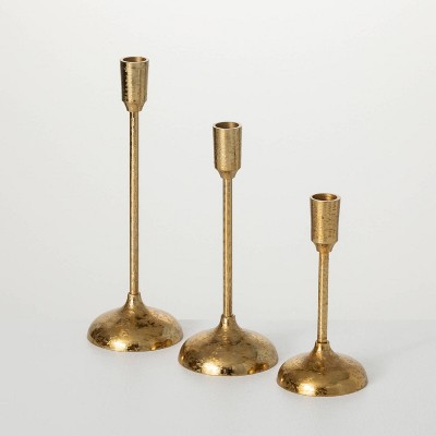 Sullivans 7.5", 9.75" & 11.75" Brushed Gold Mod Taper Holder Set of 3