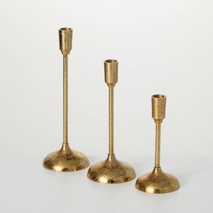 Sullivans 7.5", 9.75" & 11.75" Brushed Gold Mod Taper Holder Set of 3 - 1 of 4