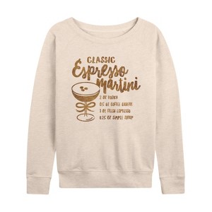 Women's - Instant Message - Espresso Martini Lightweight French Terry Wide Neck Long Sleeve Shirt - 1 of 4