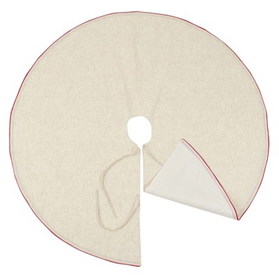 Toscana Beige and Red Linen Christmas Tree Skirt