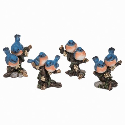 Transpac Small Resin Bluebird On Branch Set of 4 Spring Home Decorations