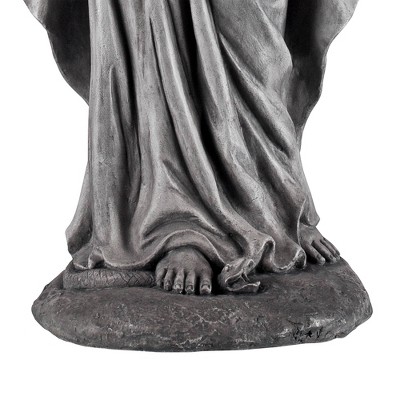 Gray Stone Finish Ceramic Virgin Mary Outdoor Statue 29" Tall