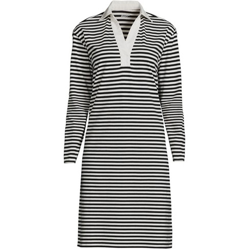 Lands' End Women's Long Sleeve Super T Polo Dress - Medium - Black Even ...