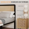 Boho Rattan Bed Frame with Headboard and Footboard, Black Metal Platform Bed - 3 of 4