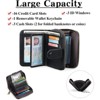 BEAFUP Leather Credit Card Holder for Women - RFID Blocking,Bifold Zipper & Compact Organizer with Keychain for Daily Use,Travel - 3 of 4