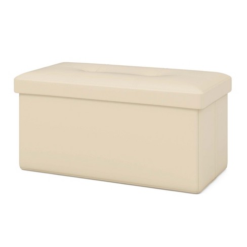 Costway Pu Leather Ottoman Rectangular Footrest Small Stool W/ Padded Seat  White : Target