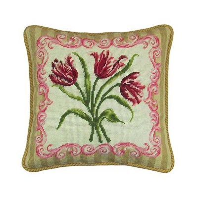 C&F Home 14" x 14" Antique Tulip Needlepoint Pillow