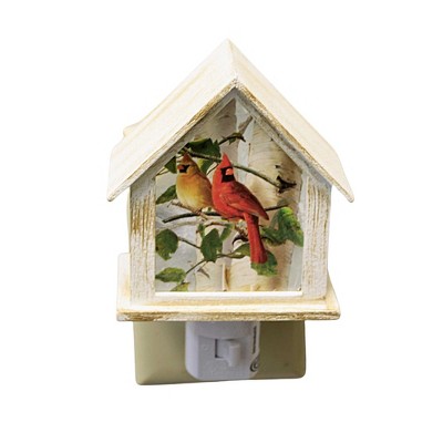 Stony Creek 5.5 Inch Summer Cardinal Night Light Birdhoues Birch Trees Electric Plug-In Nightlights