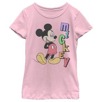 Girl's Disney Mickey Mouse Colorful Name T-Shirt