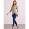 Allegra K Women's Twist Knot Round Neck Comfy Casual 3/4 Sleeve Loose Tunic Tops - 4 of 4
