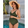 Clearlove Women's One Piece Swimsuit Maternity Wrapped Front Ruched Pregnancy Bathing Suit Back Hook Cutout - 4 of 4