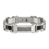Black Bow Jewelry Men's Stainless Steel Carbon Fiber and Cable Link Bracelet, 8.5 Inch - 3 of 4