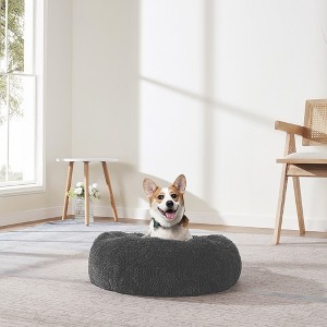 Round Calming Shaggy Faux Fur Donut Pet Bed by Sweet Home Collection® - 1 of 4
