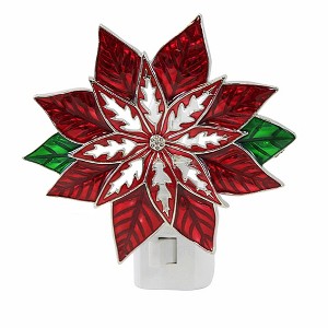 Ganz 4.25 In Poinsettia Night Light Electric Flower Christmas Novelty Nightlights - 1 of 3