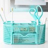 Blu Monaco Small Metal Mesh Desk Organizer with Drawer - Available in Aqua, Gold, and Pink - 3 of 4