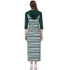 Womens Hoodie Sweat Dress 3/4 Sleeve Slim Fit Hooded Maxi Dress Stripe Summer Dress Soft Lounge Dress - 3 of 3
