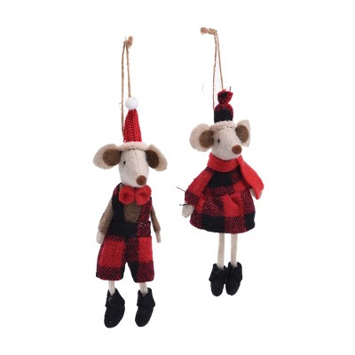 C&F Home Buffalo Check Mouse Ornament A/2