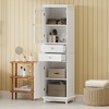 Tall Bathroom Storage Cabinet with Glass Doors, Two Drawers, and Adjustable Shelves - 2 of 4