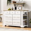 PAGED Modern Kitchen Island with Drop Leaf, Rolling Kitchen Cart with Pull Out Trash Can Storage, 5 Open Side Racks for Kitchen - 4 of 4