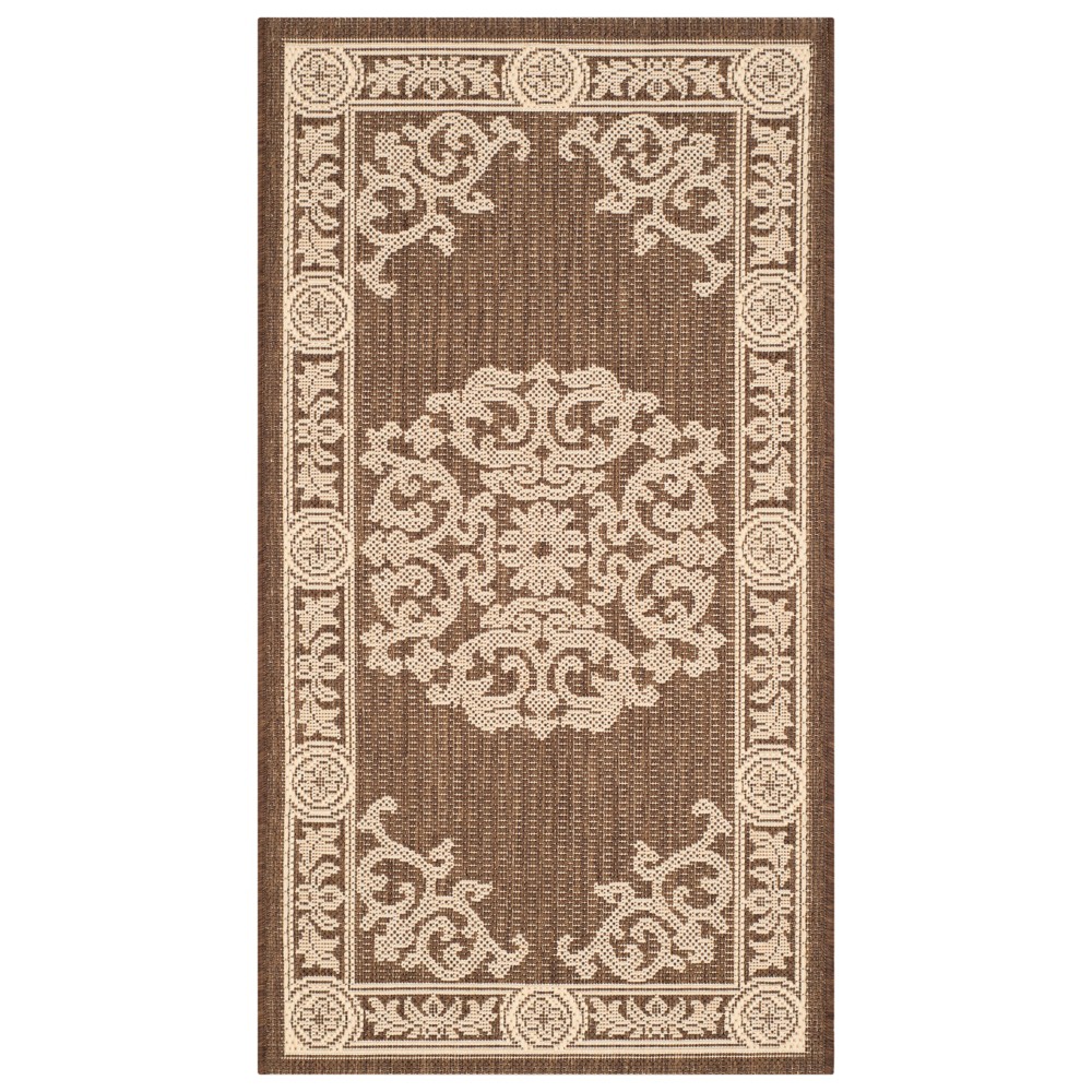 2'7in x 5' Outdoor Rug Chocolate/Natural - Safavieh