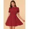 Allegra K Women's Heart Dots Print Short Sleeve A-Line Peter Pan Collar Mini Dress - 2 of 4