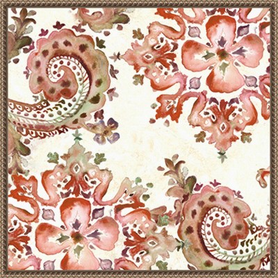 22"x22" Artisan Medallion Pattern II Bronze Framed Canvas Wall Art