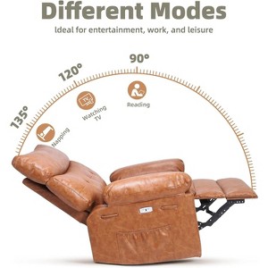 360° Rocker Recliner Chair with Side Pocket, Electric Recliner Chair PU Leather ,Plush Lounge Chair for Living Room, Bedroom - 1 of 4