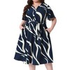Agnes Orinda Women's Plus Size Tie Waist V Neck Short Sleeve Elegant Midi Dresses with Pockets - 2 of 4