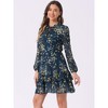 INSPIRE CHIC Women's Summer Floral Layered Tie V-Neck Semi-Sheer Long Sleeve Mini Dress - 2 of 4