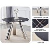 Okak 42" Round Dining Table 42" with Marble Top Stainless Steel Legs Kitchen Table for Living Room, Dining Room - 2 of 4