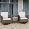 EAGLE PEAK Ocean Vista 3 Piece Outdoor Wicker Bistro Set, Variated Wicker Conversation Swivel Chair Set with Side Table - 2 of 4