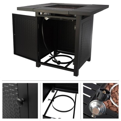Pure Garden 30" Black Propane Gas Fire Pit Table