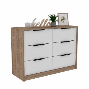 NicBex 42.1" W 6-Drawer Dresser Modern 2-Tone Storage with 4 Full-Extension Drawers & 2 Pull-Down Cabinets, Rectangle Bedroom Organizer - 1 of 4