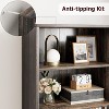 71.4" Tall Bookcase, Industrial Large Bookcase with Doors, Freestanding Farmhouse Bookshelf with Storage Shelves, Home Storage Furniture, Gray - 3 of 4