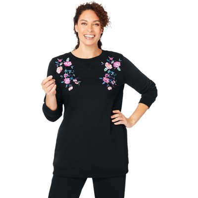 black floral vine embroidery