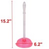 Unique Bargains Bathroom Cleaning Tool Plastic Handle Rubber Suction Cup Toilet Plunger Pump Pink - 2 of 3