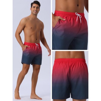 INSPIRE CHIC Men's Contrast Color Gradient Elastic Waist Summer Drawstring Beach Shorts Black 34 — фото 5