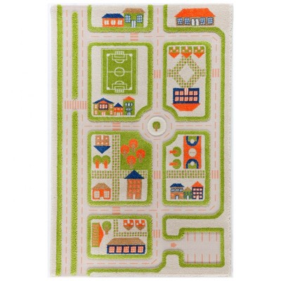 3'4"x5' Rectangle Indoor and Outdoor Tufted and Hooked Accent Rug Green - IVI