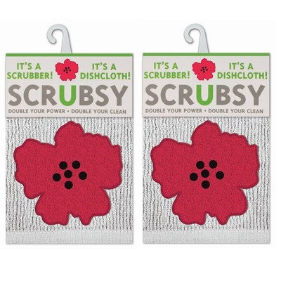 2pk Scrubsy Dish Cloths Poppy Print - MU Kitchen