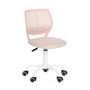 HomeRoots Pink and White Adjustable Height Swivel Rolling Office Chair - 1 of 4