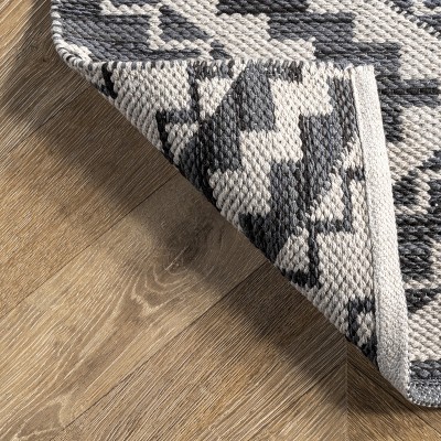 Reversible Geometric Trellis 9' x 12' Gray Cotton Area Rug