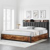 Whizmax Bed Frame with Storage, Linen Upholstered Headboard, 4 Drawers, Charging Station, No Box Spring Needed, Easy Assembly, Vintage Brown - 3 of 4