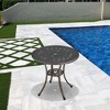 CLIHOME 25.6" Cast Aluminum Patio Table Round Outdoor Coffee Table with Umbrella Hole - 2 of 4