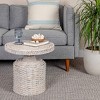 Storied Home Handwoven Side Table Whitewashed - 2 of 4