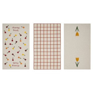 Spring In Bloom Spring Blessings & Tulips Tea Towel Set of 3 16x28 - 1 of 4