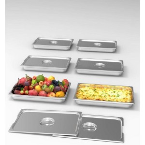 Acekool 6-Pack Full Size Steam Table Pans, 2.5" Deep Commercial Stainless Steel Hotel Pans with Handles, Anti-Jam Design - 1 of 4