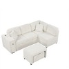 NicBex 86.6" L-shaped Sectional Sofa Pull-out Sofa Bed with Movable Ottoman, 2 USB Ports and 2 Cup Holders for Living Room - 3 of 4