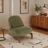 FONTOI Cute Accent Chair Velvet Living Room Chair with Soft Cushion, Bedroom Chair Comfy Armless Reading Chair, Guest Chair, Green 34.2"* 27.5"*28.4" - 2 of 4