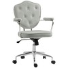 HOMCOM Cute Home Office Chair, Computer Desk Chair with Button Tufted Velvet-Feel Fabric, Swivel Vanity Chair, Gray - 4 of 4